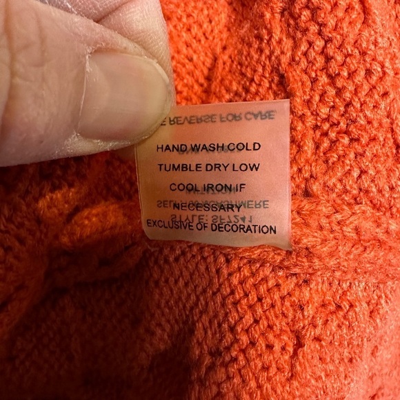 Brixon Ivy Stitch Fix Cable Knit Sweater Orange Angola Cashmere Cozy Collar sz S - Picture 4 of 5